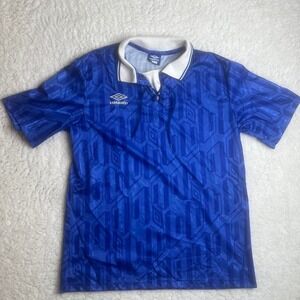 Vintage 90s umbro men's blue blank‎ soccer jersey USA made